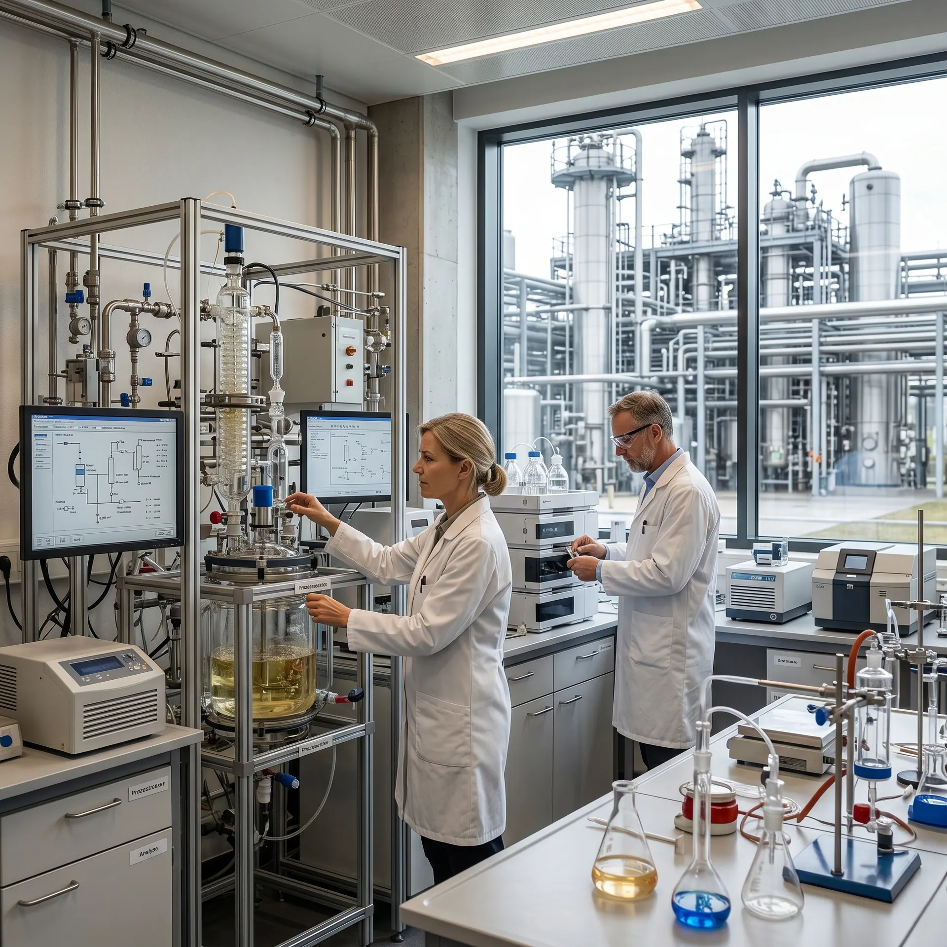 Ingenieure in der Chemieindustrie (KI-generiertes Symbolbild) — Personalberatung für die Chemieindustrie