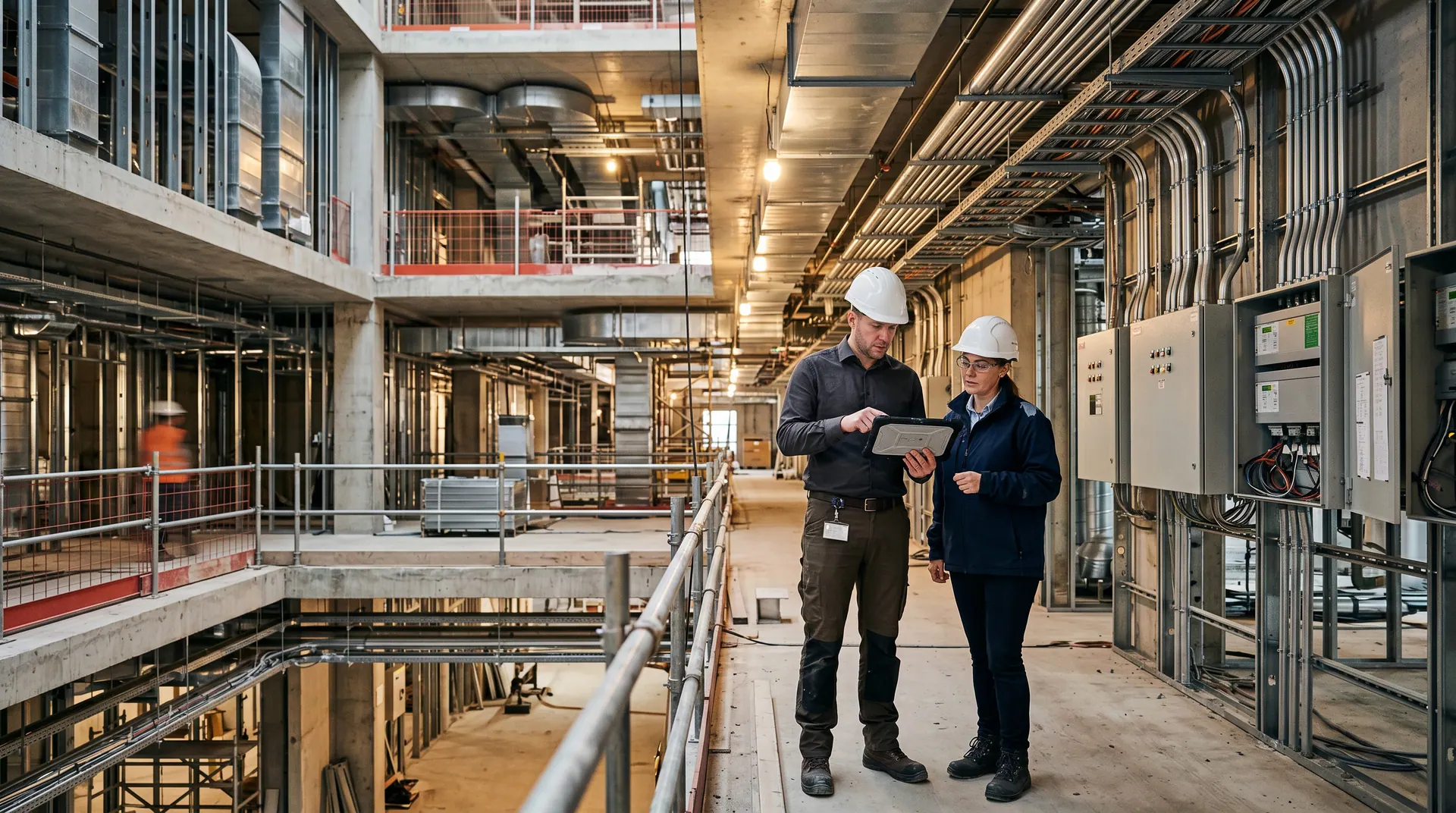 Ingenieure in der Gebäudetechnik (KI-generiertes Symbolbild) — Personalberatung für Technische Gebäudeausrüstung
