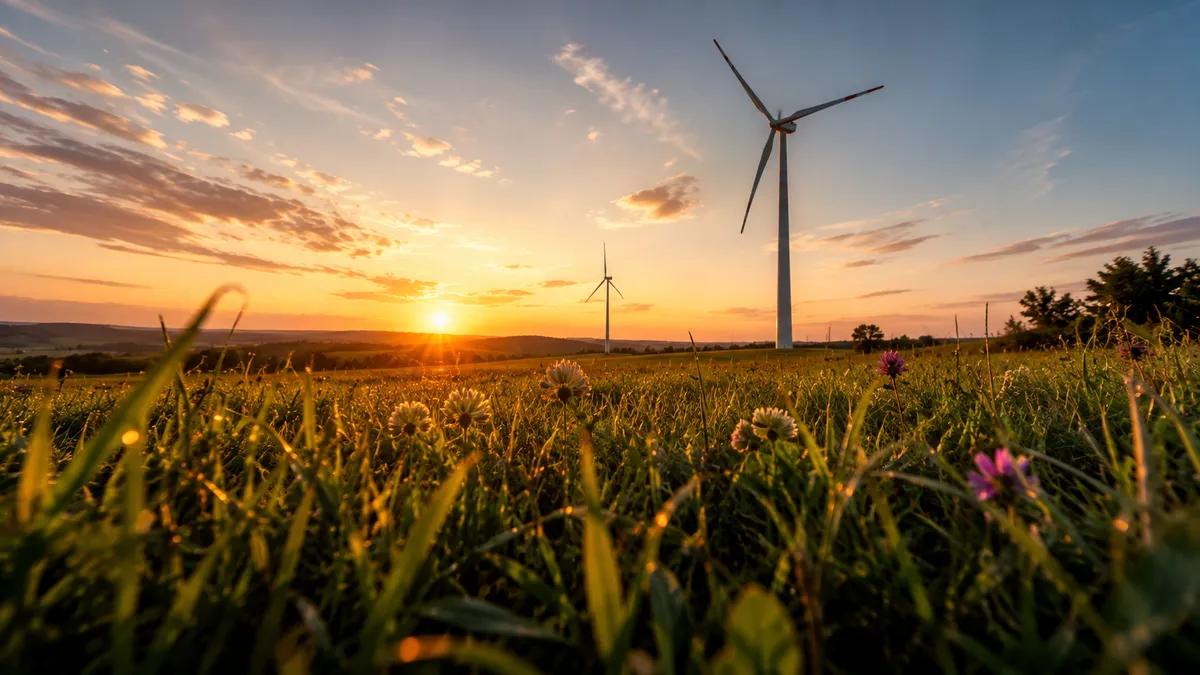 Windpark bei Sonnenuntergang — Executive Search Erneuerbare Energien